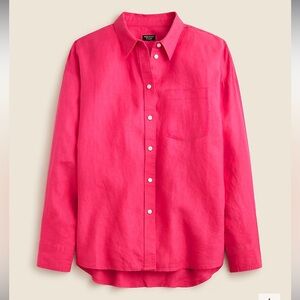 J.Crew Cotton Button-Down Longsleeve in bright pink (size Small petite)